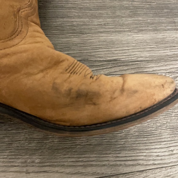 Camel Suede Pointed Toe Cowboy Boots - Picture 10 of 10